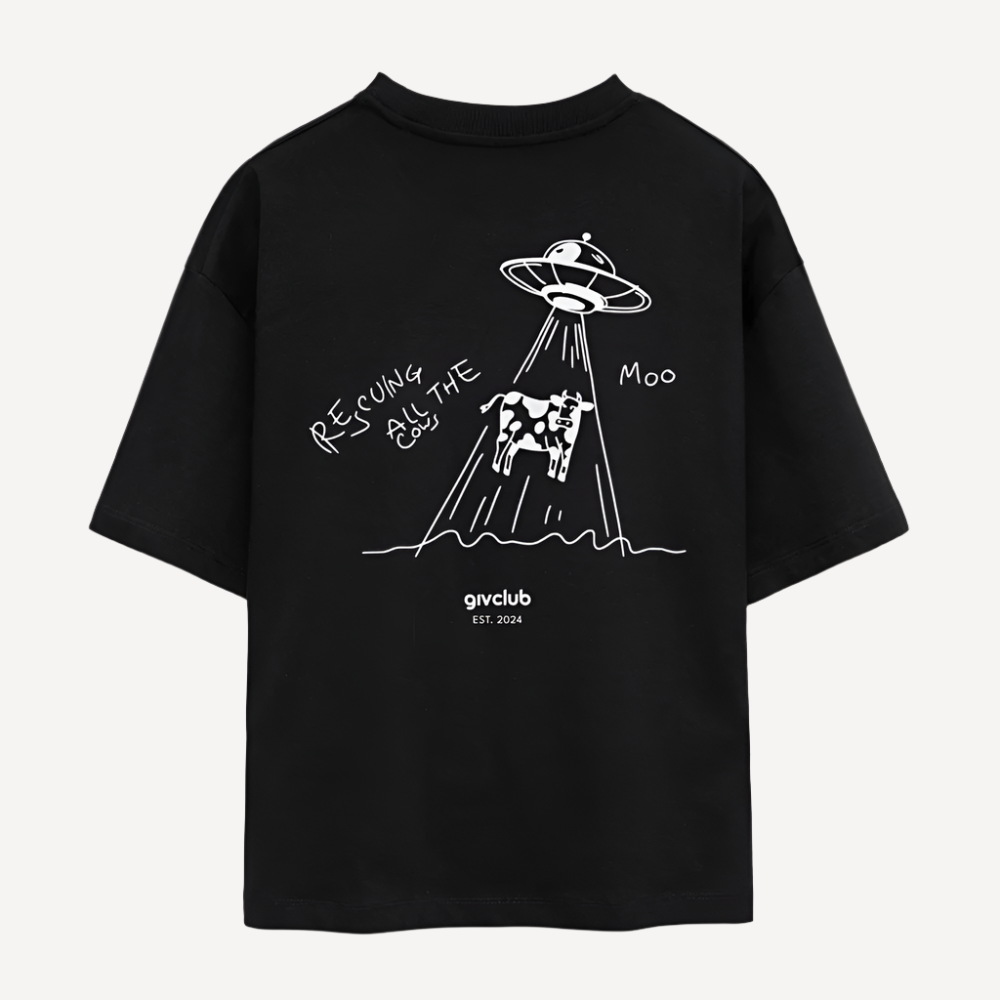Rescuing All The Cows - Petite-Length Organic T-Shirt - black